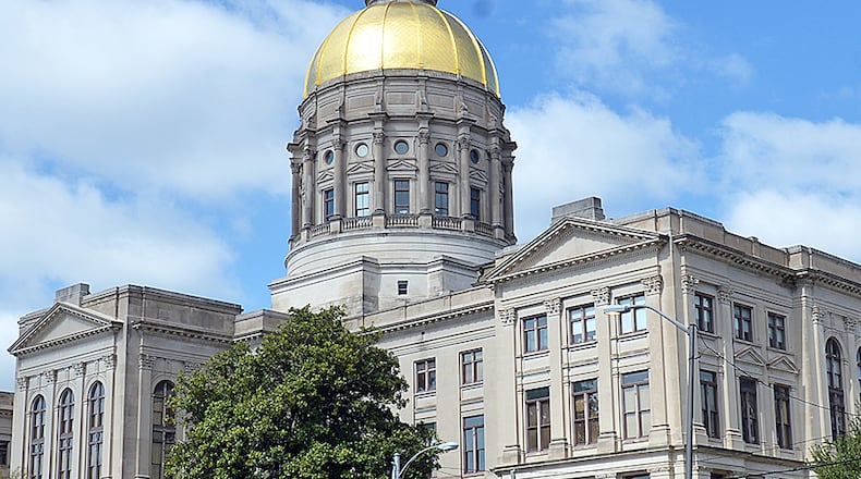April 8, 2014. Photo of the Georgia State Capitol taken from in front of the Sloppy Floyd Building April 8, 2014.