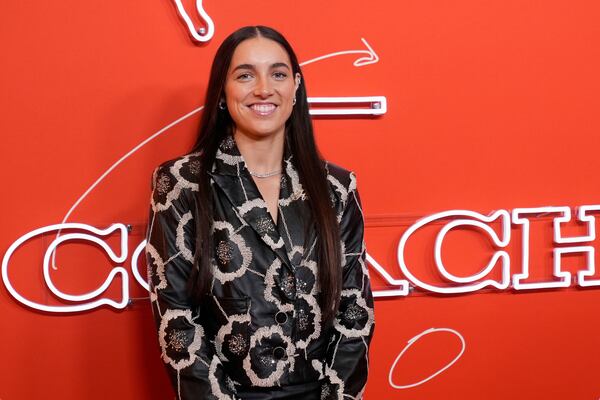 Kentucky's Georgia Amoore poses before the WNBA basketball draft, Monday, April 14, 2025, in New York. (AP Photo/Pamela Smith)