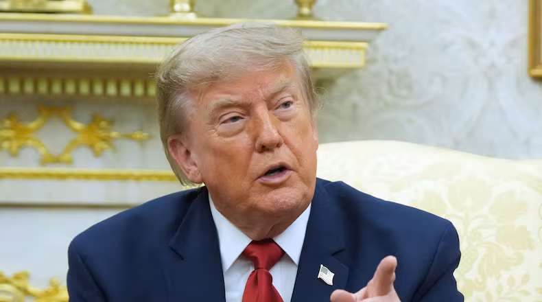 President Donald Trump speaks as he meets with Iraq’s prime minister in the White House on Tuesday, July 14, 2026, in Washington, D.C. (Julia Demaree Nikhinson/AP)