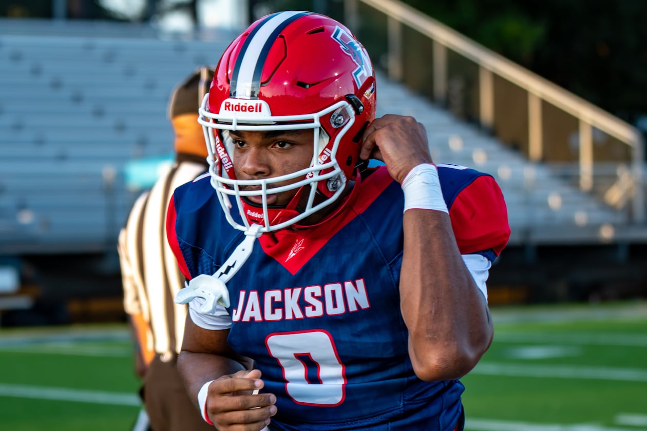 Jackson running back Danarri Brown scored nine touchdowns in a game Sept. 4, 2026, against Union Grove. (Katie Stewart)