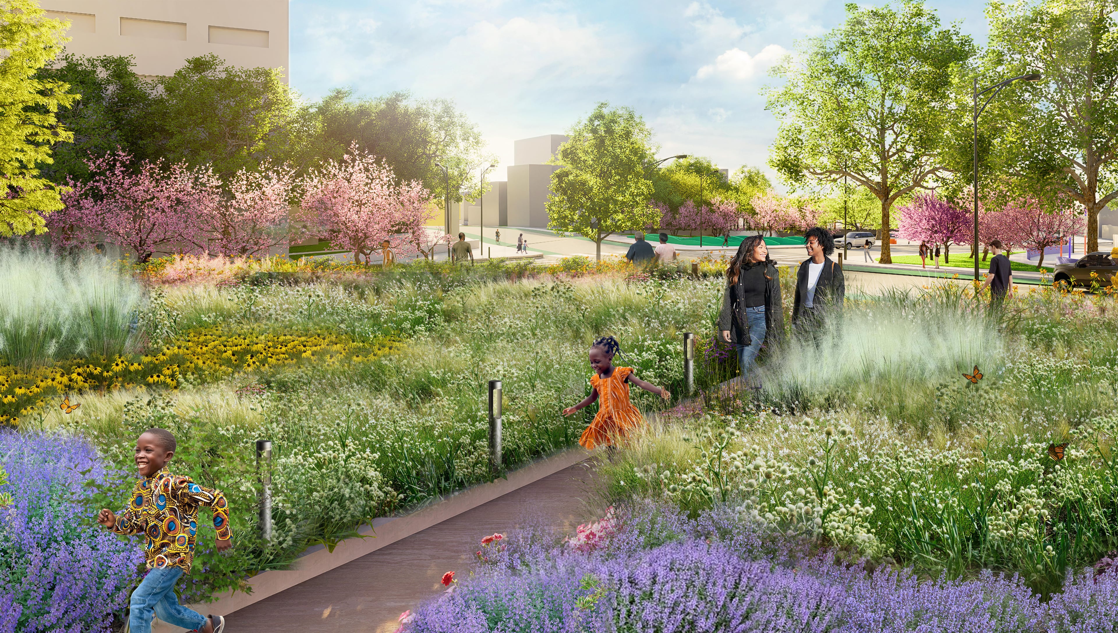 Plans for a public space called Perennial Gardens are slated for the first phase of the Stitch in downtown Atlanta. (Courtesy of Atlanta Downtown Improvement District)