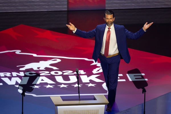 Donald Trump Jr. attends the 2024 Republican National Convention in Milwaukee. (Arvin Temkar/AJC)