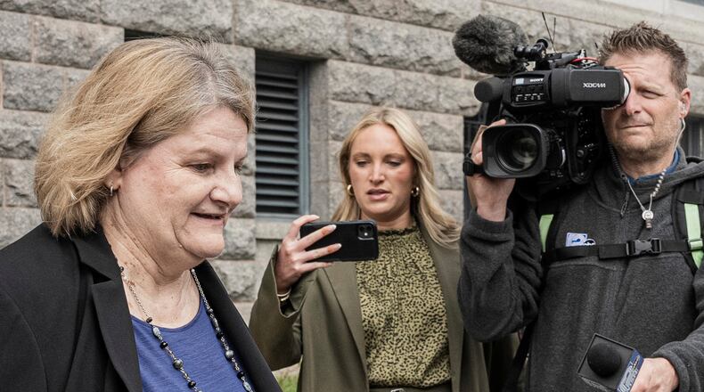 FILE - Milwaukee County Circuit Judge Hannah Dugan leaves the federal courthouse after a hearing in Milwaukee on May 15, 2025. (AP Photo/Andy Manis, File)
