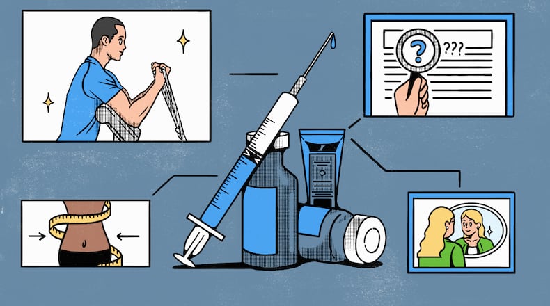 From anti-aging skin care to weight-loss treatments, peptides have quickly moved into the spotlight. Georgia medical experts weigh in on their benefits and risks. (Illustration: Broly Su/AJC)