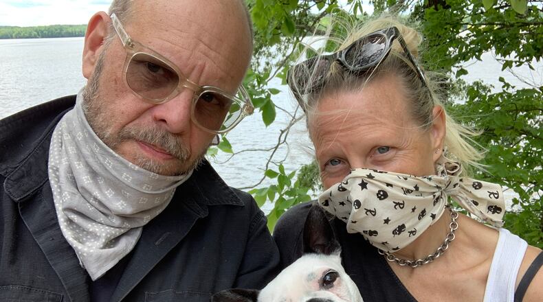 Alton Brown (left) and Elizabeth Ingram live stream weekly shows from their home called Quarantine Quitchen. COURTESY OF ALTON BROWN