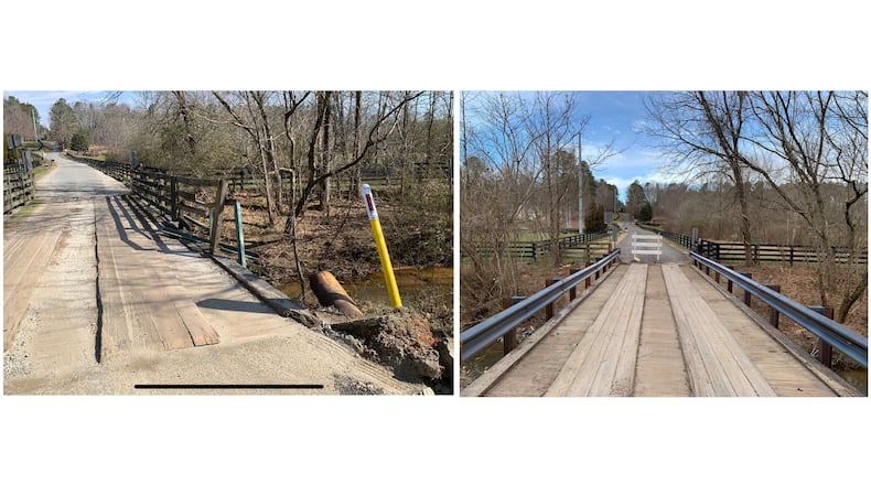 The Clarity Road Bridge in Milton before and after repairs. (Courtesy City of Milton)