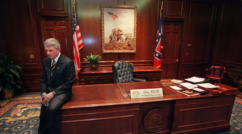 Gov. Zell Miller in a moment of thought in his office prior to the unveiling of his official portrait on Dec. 30, 1998. RICH ADDICKS / AJC