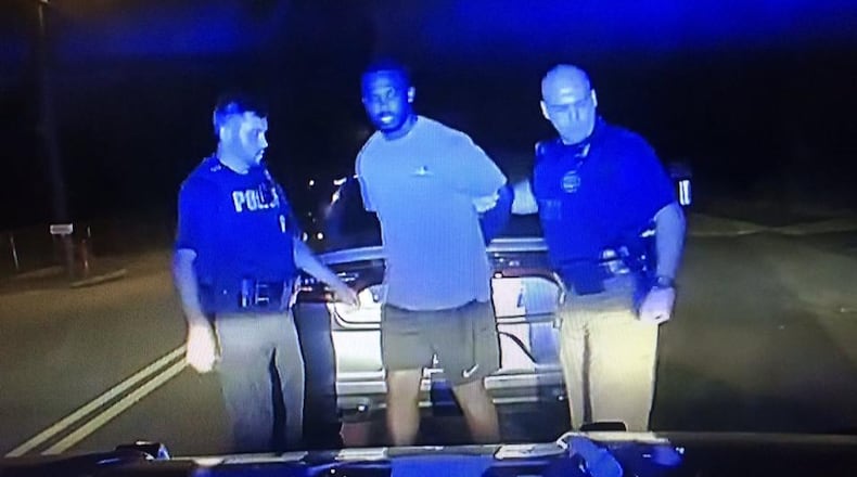Dash camera footage shows Georgia Southern quarterback Shai Werts being taken into custody after a July 31, 2019, traffic stop in Saluda County, South Carolina.