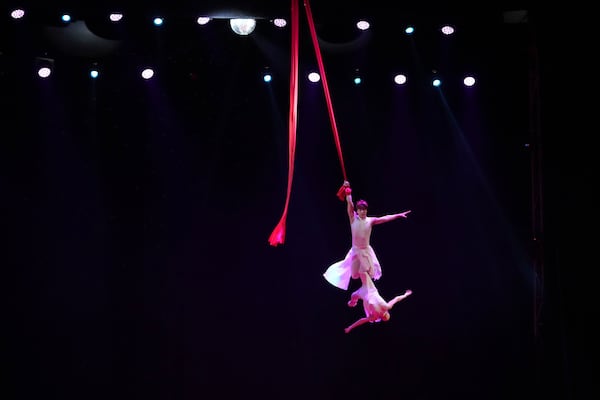 Acrobats from Dongchoon Circus Troupe, South Korea's last-remaining circus, perform in Ansan, South Korea, Sunday, June 15, 2025. (AP Photo/Lee Jin-man)