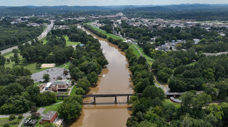 The Oostanaula River near Rome, Ga., on Aug. 23, 2022. (Hyosub Shin/The Atlanta Journal-Constitution)