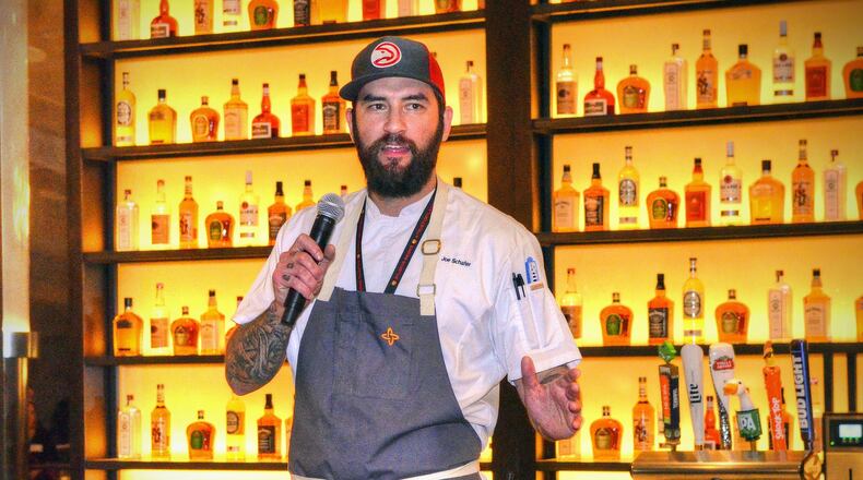 Chef Joe Schafer discusses new food and beverage offerings for the Courtside Club at Philips Arena. Additional changes, including revamped concessions, will occur in time for the start of the Atlanta Hawks’ 2018-19 season. CHRIS HUNT / SPECIAL
