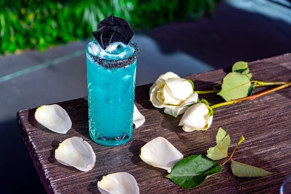 Aqua-hued and tropical-tasting, Still Got the Blues for You is one of many Valentine's Day-themed cocktails offered at AltaToro's pop-up called Cupid's Cove. (Courtesy of AltaToro)