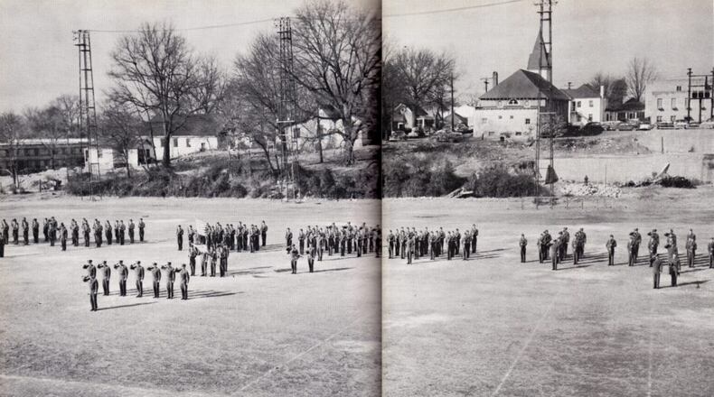 A 1958 view of the Decatur High football field looking towards what is today East Trinity Place and the site of a new mixed-use development. Decatur has been playing football on this site for 99 consecutive seasons, although the 2020 season remains uncertain due to COVID 19. Courtesy of the Decatur Sports History Project