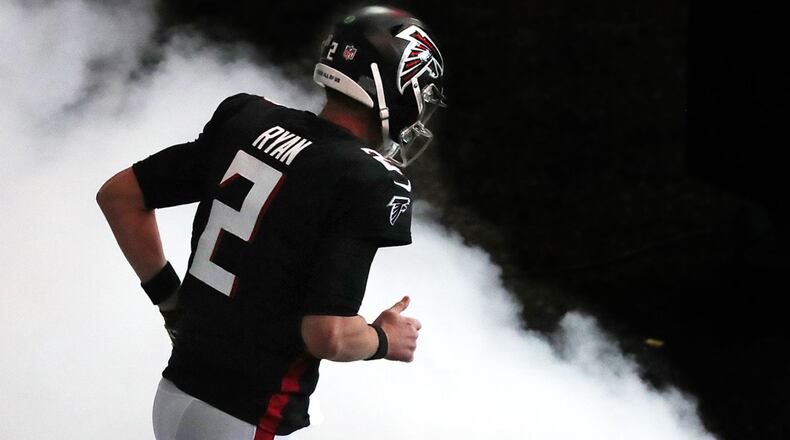 Atlanta Falcons' Matt Ryan takes the field to play the Tampa Bay Buccaneers during the first quarter in a NFL football game on Sunday, Dec. 20, 2020, in Atlanta.  Curtis Compton / Curtis.Compton@ajc.com