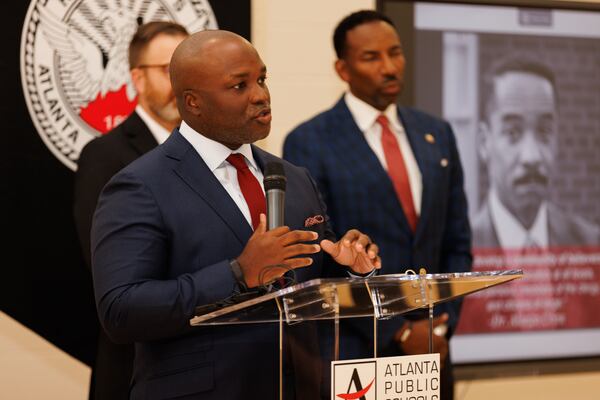Atlanta Public Schools Superintendent Bryan Johnson speaks about academic gains seen within Atlanta Public Schools in Atlanta, Friday, Aug. 7, 2026.  (Estela Muñoz/AJC)