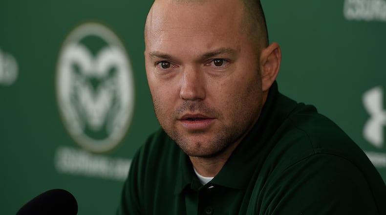 FT COLLINS, CO - AUGUST 10: Colorado State Tyson Summers defensive coordinator/safeties addresses the media during Colorado State's football media day August 10, 2015. (Photo By John Leyba/The Denver Post via Getty Images)