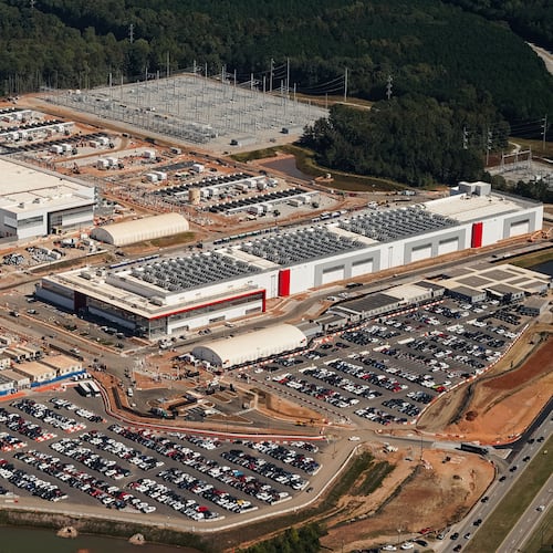 The QTS data center complex under development in Fayetteville is expected to consume as much electricity as about a million U.S. households. (Elijah Nouvelage/Bloomberg via Getty Images)