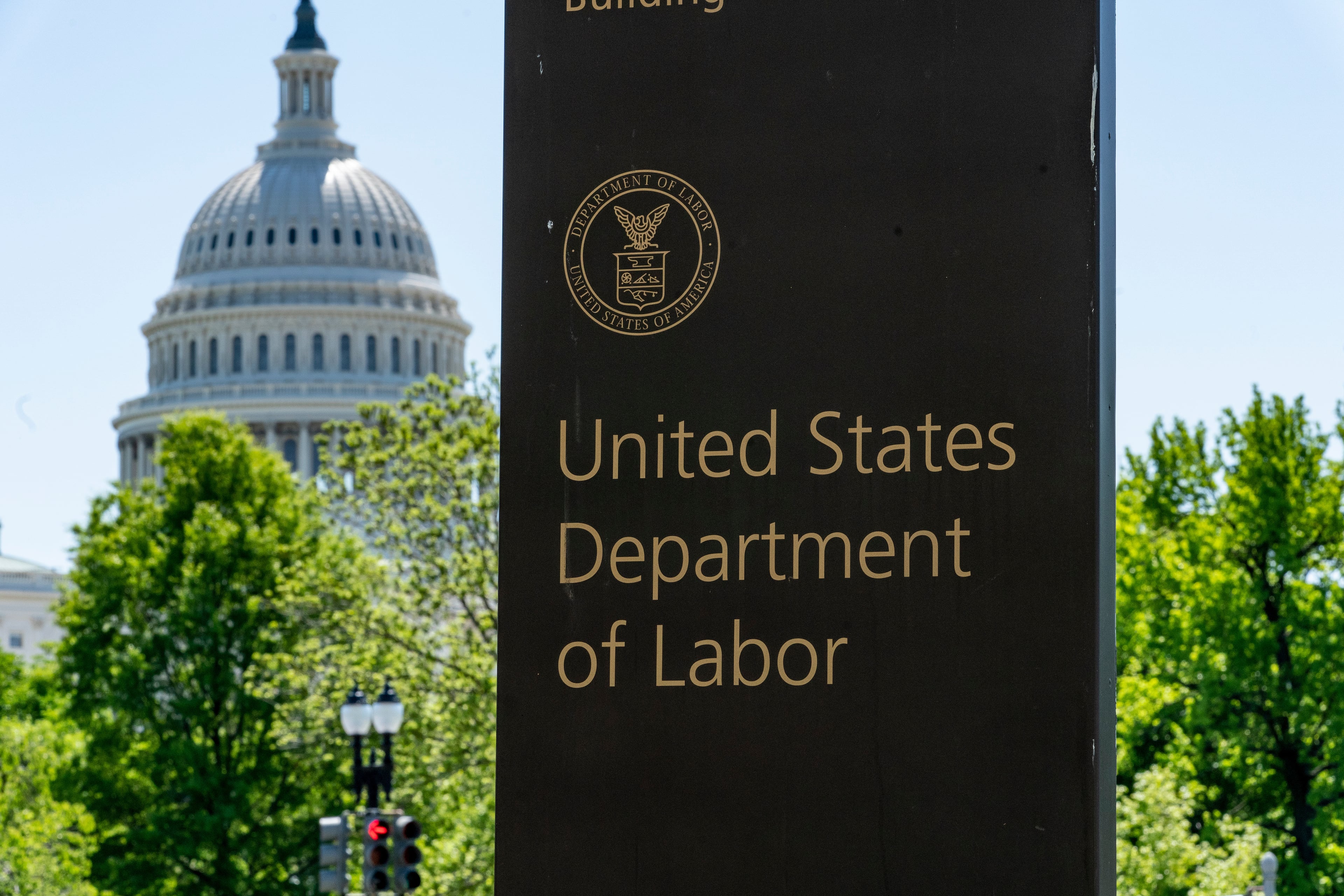 The entrance to the Labor Department is seen near the Capitol in Washington. (J. Scott Applewhite/AP)
