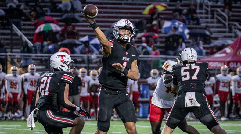 North Oconee QB Harrison Faulkner has thrown for 3,017 yards and 37 touchdowns and rushed for 713 yards and six touchdowns going into the 2024 championship game. (Photo - Michael D. Gonyea)