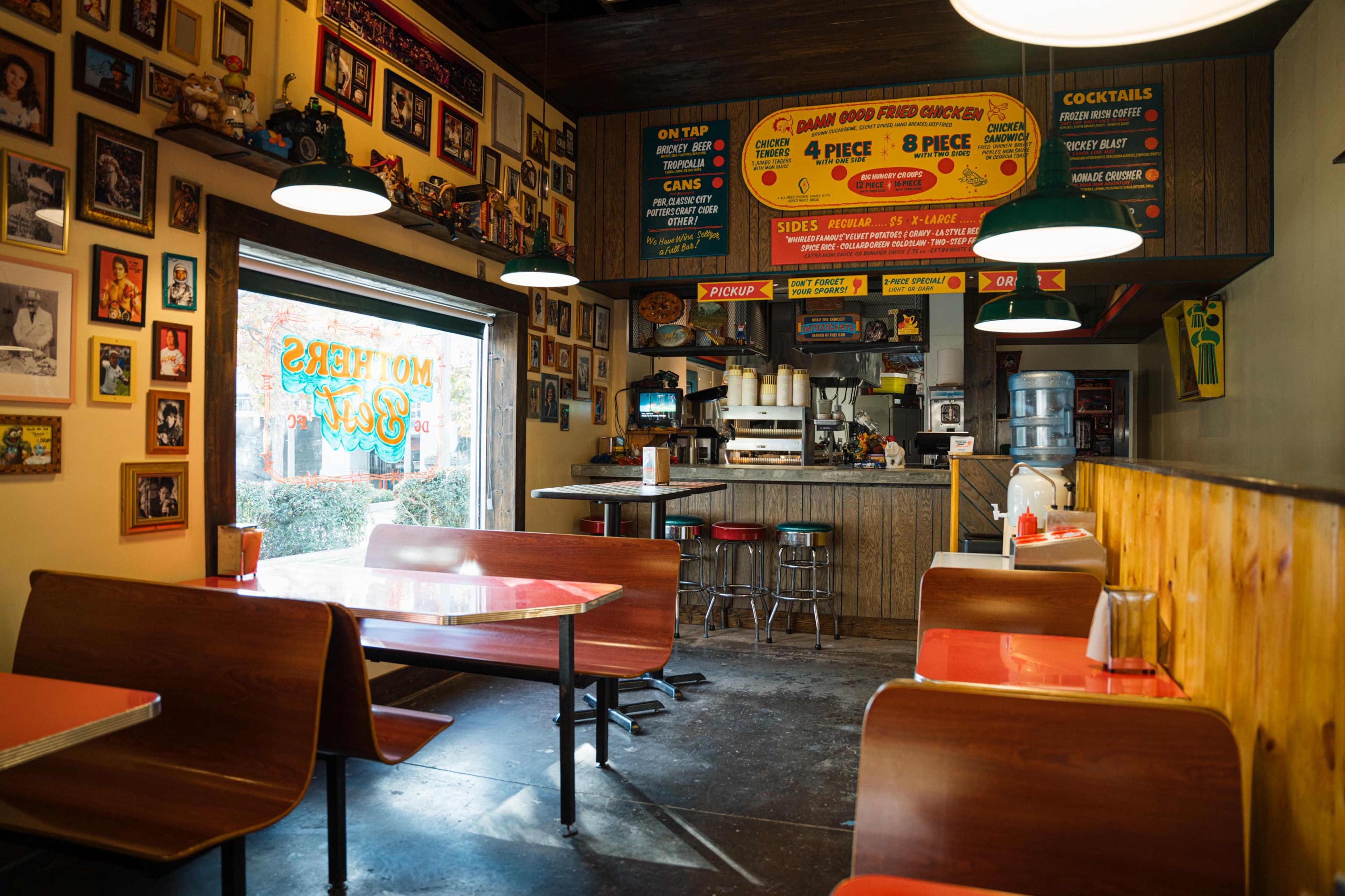 The interior of Mothers Best includes booths salvaged from an old Huddle House. (Courtesy of Mothers Best)