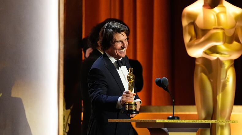 Tom Cruise receives an Academy honorary award during the 16th Governors Awards on Sunday, Nov. 16, 2025, at The Ray Dolby Ballroom in Los Angeles. (AP Photo/Chris Pizzello)