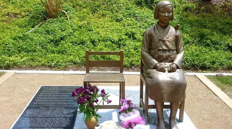 “The Young Girl Statue for Peace” commemorates the women of Asia who were forced into sexual slavery during World War II. A version of this same statue will be unveiled at Blackburn II Park in Brookhaven on June 30. CONTRIBUTED BY REMEMBER OUR SISTERS EVERYWHERE