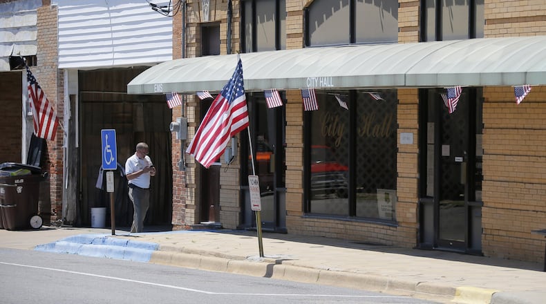 MAY 8, 2017 — City Hall in downtown Fort Gaines, Ga. Ten years ago, Clay County was doing well. Unemployment was low. But today the county has the highest unemployment rate in the state and no longer even has its own high school. BOB ANDRES /BANDRES@AJC.COM
