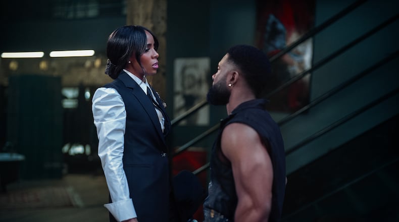 Mea Culpa. (L-R) Kelly Rowland as Mea and Trevante Rhodes as Zyair in Mea Culpa. Cr. Bob Mahoney / Perry Well Films 2 / Courtesy Netflix