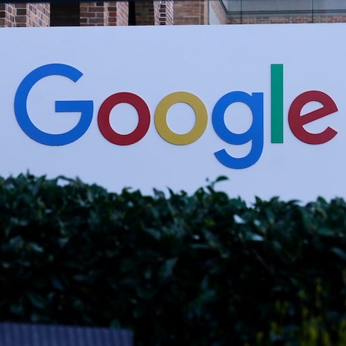 FILE - A Google sign is displayed at the company's office in San Francisco, April 12, 2023. (AP Photo/Jeff Chiu, File)