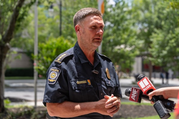 MARTA police Chief Scott Kreher speaks to the media on June 6 regarding recent violence at multiple MARTA stations. (Ben Hendren for the AJC)