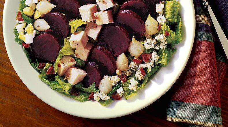 Monday’s Cobb Salad Supreme With Turkey and Beets is an easy way to use leftover turkey. Contributed by Aunt Nellie’s/Seneca Foods Corp.