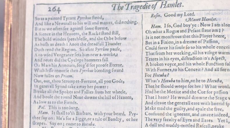 The First Folio of Shakespeare at the Michael C. Carlos Museum in Emory University will be on view there from Nov. 5 through Dec. 11. It is the first collected edition of William Shakespeare’s plays, published in 1623, seven years after the Bard’s death. Eighteen of the plays had never been published, so were it not for the First Folio, “Macbeth,” “Julius Caesar,” “The Tempest” and other works now considered masterpieces might have been lost. The HYOSUB SHIN / HSHIN@AJC.COM