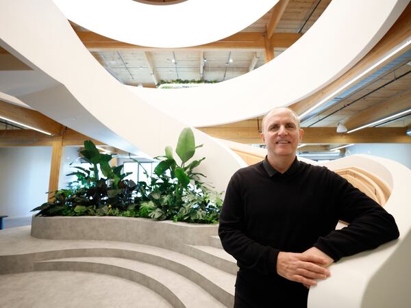 Mark Hickman, managing director for Sage in North America, poses for a photograph at a new location in Ponce City Market on Thursday, March 27, 2025. Sage is the global leader in small and mid-sized businesses’ accounting, financial, HR, and payroll technology.
(Miguel Martinez/ AJC)