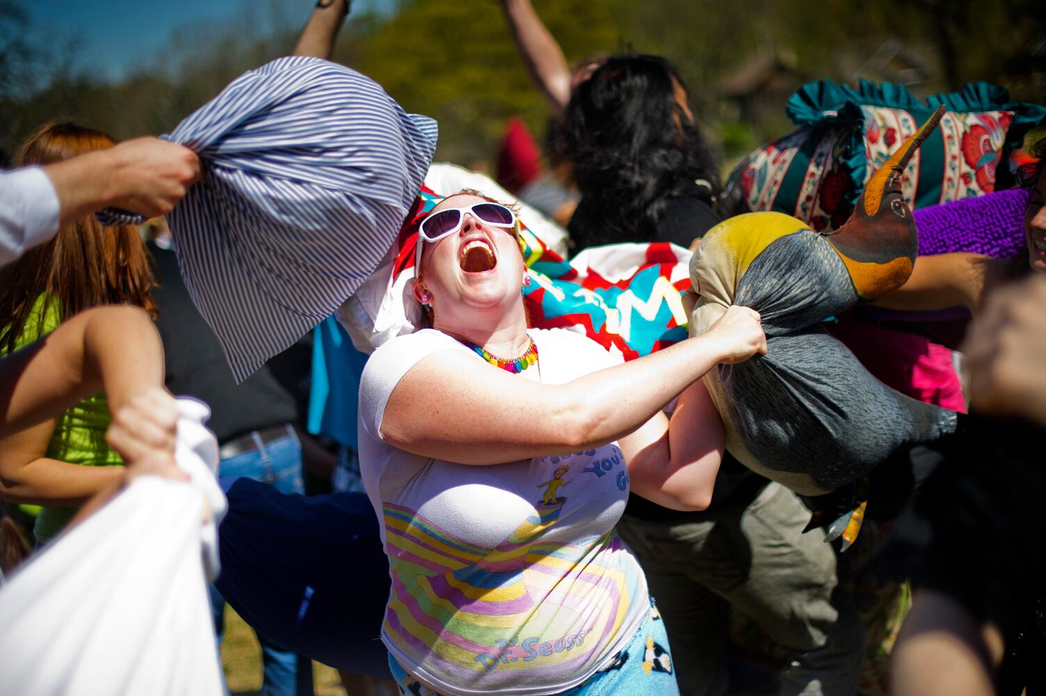 For the fifth year in a row, hundreds of residents from Atlanta and the surrounding communities participated in International Pillow Fight Day.
