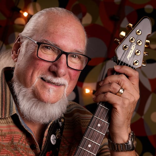 FILE - Guitarist, songwriter and record producer Steve Cropper poses Wednesday, Dec. 2, 2020, in Nashville, Tenn. (AP Photo/Mark Humphrey,File)