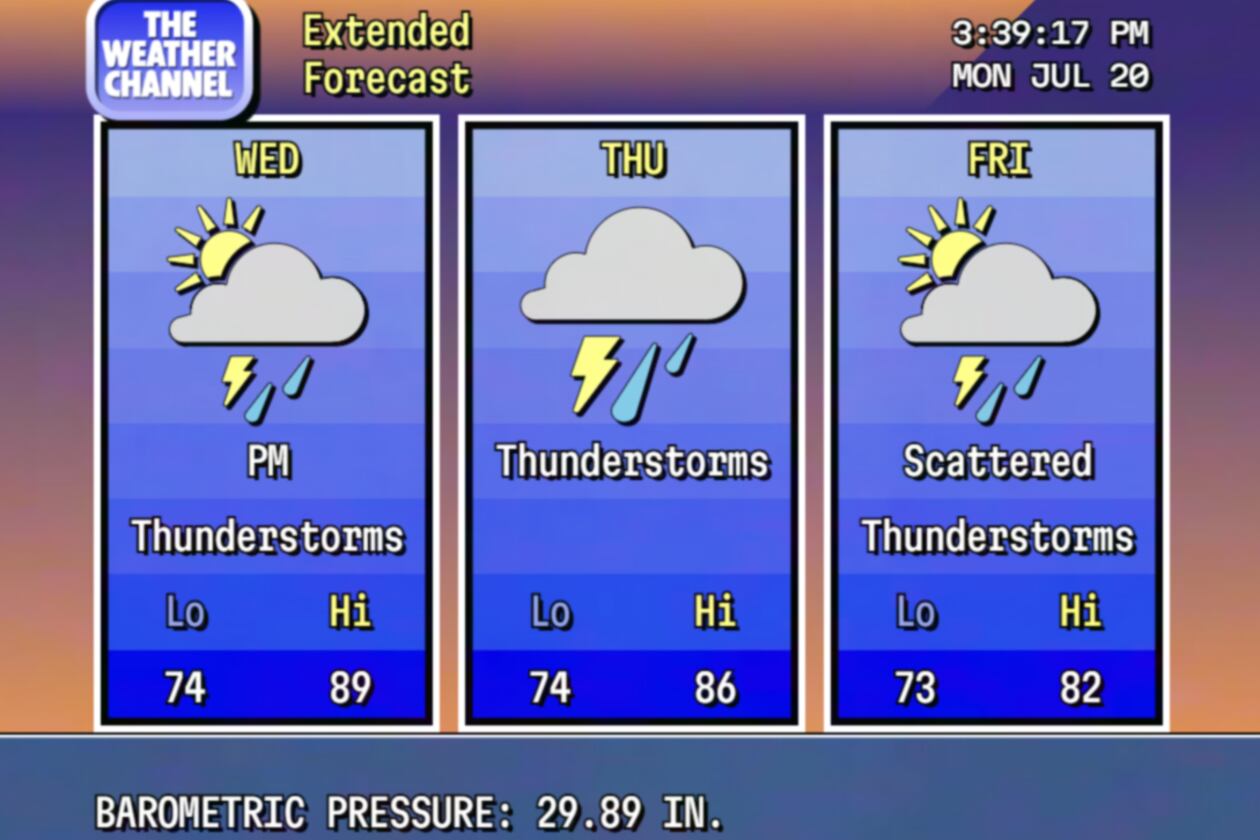 The Weather Channel's "RetroCast" blends together real-time data with old-school graphics. (Courtesy of The Weather Channel)