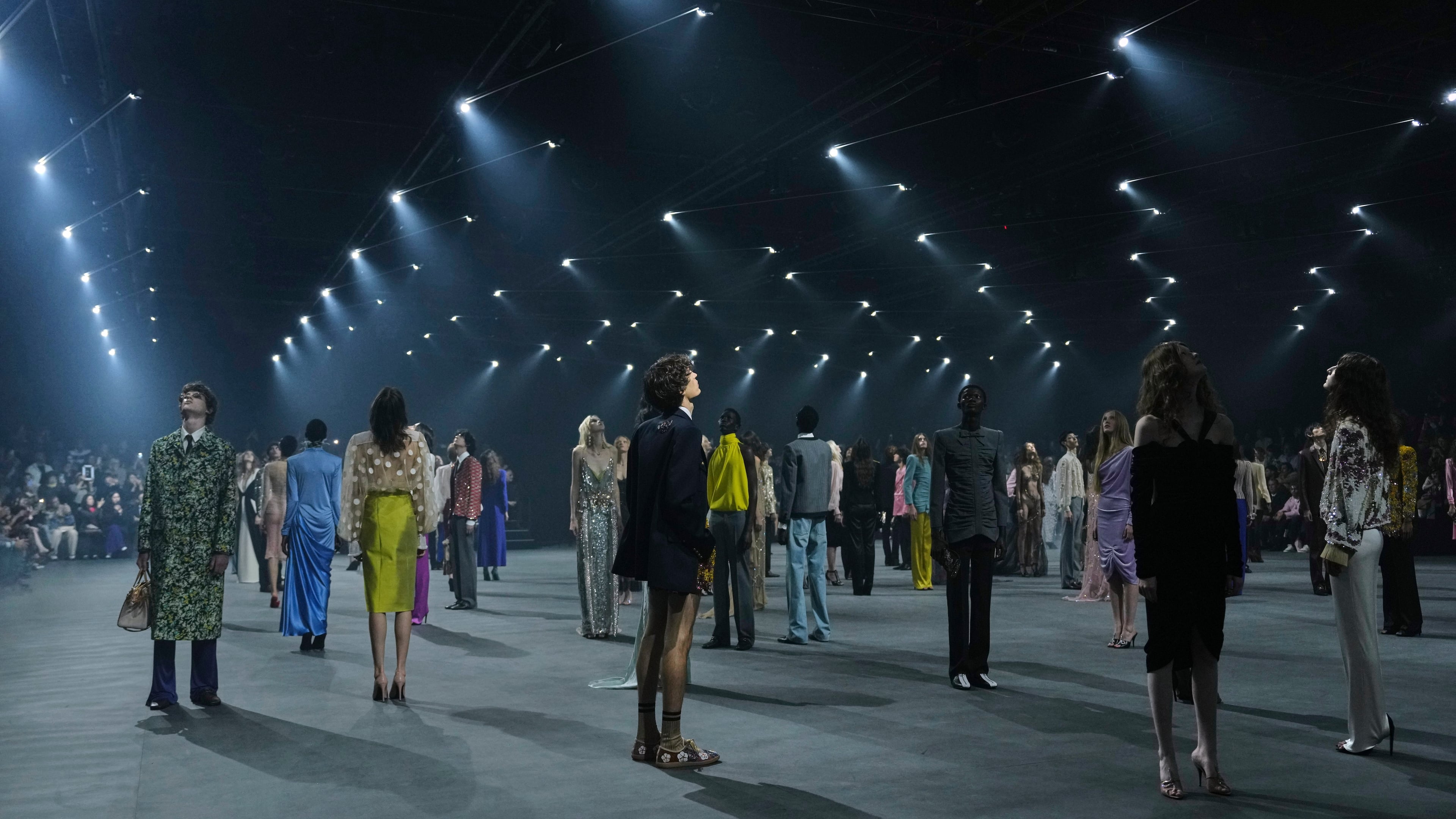 Models wear creations as part of the Valentino Spring/Summer 2026 collection presented in Paris, Sunday, Oct. 5, 2025. (AP Photo/Aurelien Morissard)