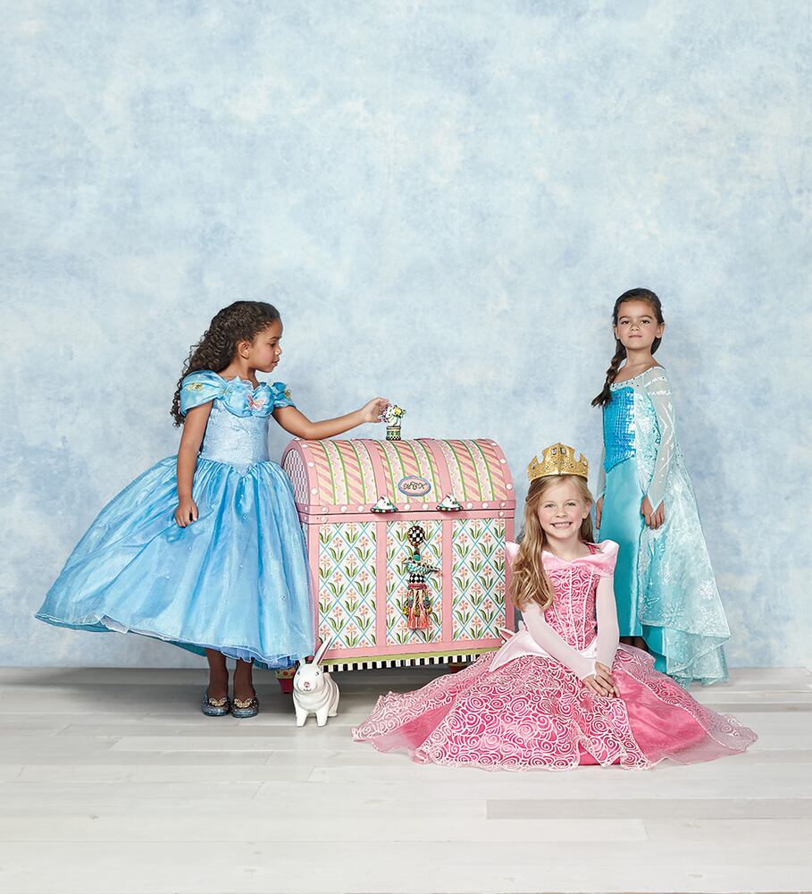 "Hers" Ultimate Children's Costumes in Personalized Mackenzie-Childs Trunks, $5,000 each