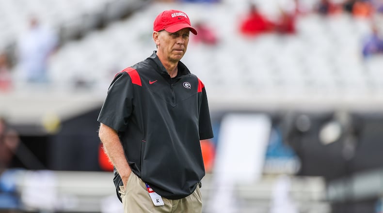 Georgia offensive coordinator and quarterbacks coach Todd Monken said that Stetson Bennett proved to have been initially undervalued by him and the coaching staff with his play on the field this season. (Photo by Mackenzie Miles/UGA Athletics)