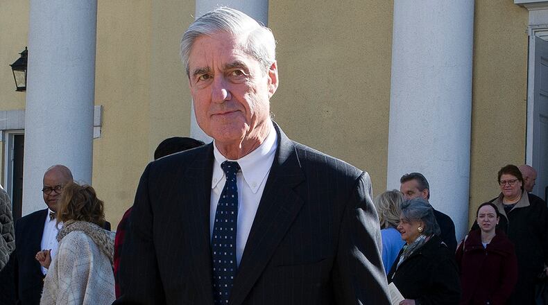 In this March 24, 2019, file photo, special counsel Robert Mueller departs St. John's Episcopal Church, across from the White House in Washington. (AP Photo/Cliff Owen)