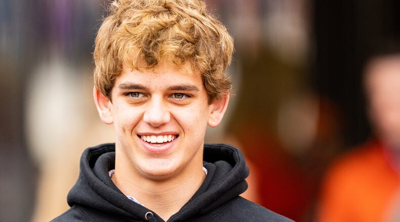 Arch Manning looks on during his recruiting visit to Clemson University before the game between the Clemson Tigers and the Florida State Seminoles at Clemson Memorial Stadium on Octo. 30, 2021 in Clemson, South Carolina. (Jacob Kupferman/Getty Images/TNS)