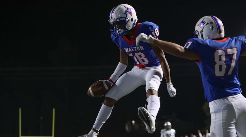 Walton's Teagan Bierria (18) celebrates after a touchdown. (AJ Reynolds/Special)