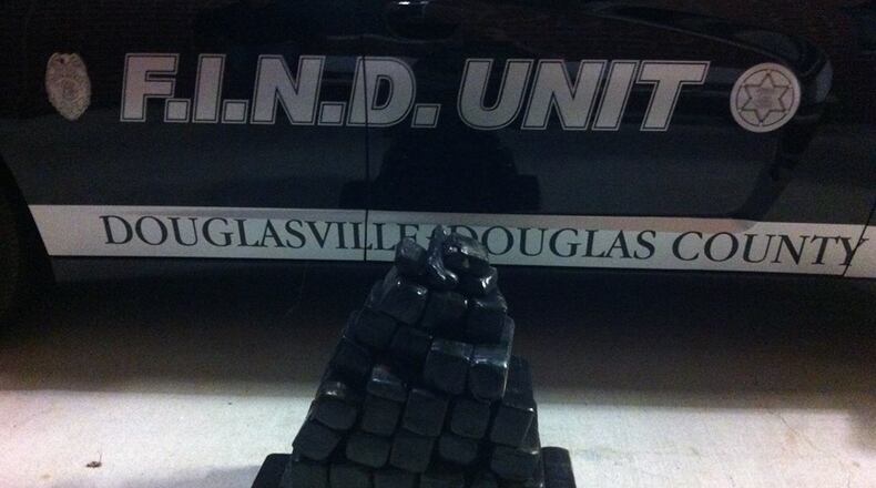 Douglas County deputies seized 38 packages of crystal meth Sunday. The packages, which had a weight of 65 pounds, had a street value of more than $1 million. Photo courtesy Douglas County Sheriff’s Office Facebook page.