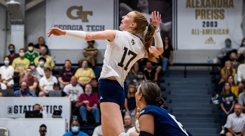 Georgia Tech outside hitter Julia Bergmann is the fourth Yellow Jackets player to earn ACC player of the year and first since 2004. (Danny Karnik/Georgia Tech Athletics)