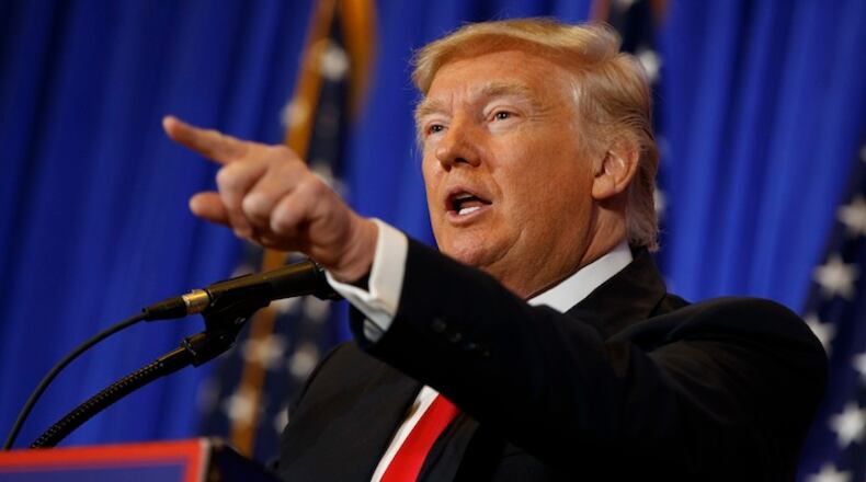President-elect Donald Trump speaks during a news conference in the lobby of Trump Tower, Wednesday, Jan. 11, 2017, in New York. (AP Photo/Evan Vucci)