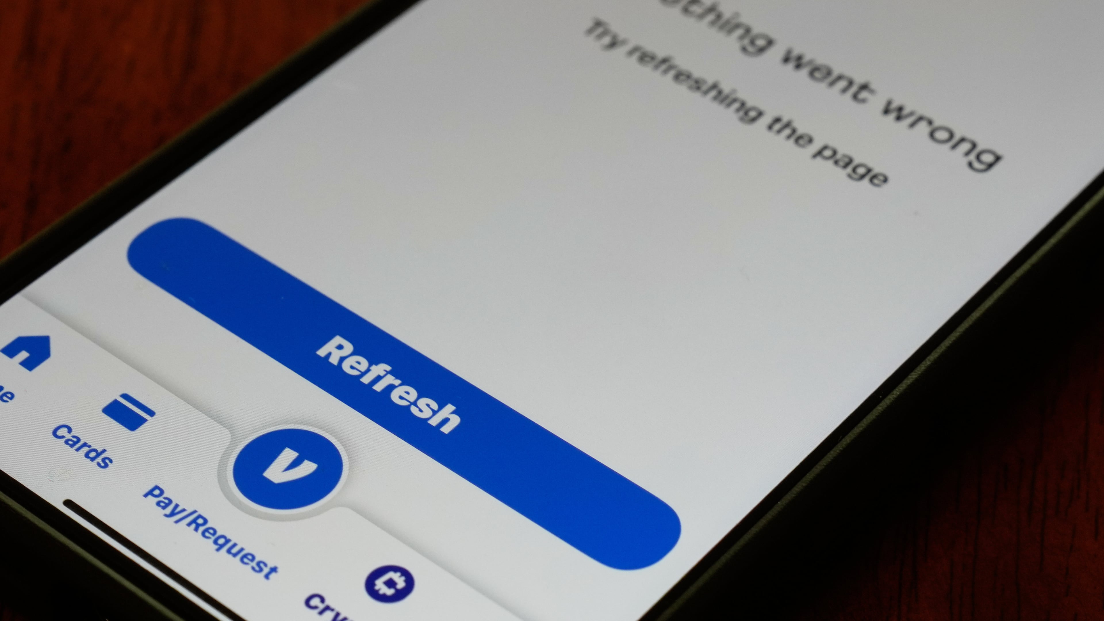 A Venmo mobile app shows it is not available during the Amazon Web Services outage, Monday, Oct. 20, 2025, in Chicago. (AP Photo/Kiichiro Sato)