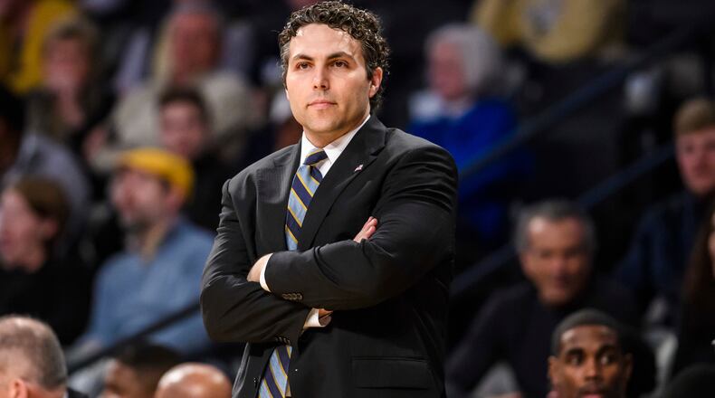 Georgia Tech coach Josh Pastner watches his team against North Carolina State in Atlanta, Thursday, March 1, 2018. (AP Photo/Danny Karnik)