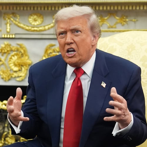 President Donald Trump speaks as he meets Saudi Arabia's Crown Prince Mohammed bin Salman in the Oval Office of the White House, Tuesday, Nov. 18, 2025, in Washington. (AP Photo/Evan Vucci)