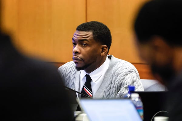 FILE - Defendant Deamonte Kendrick appears for the Young Thug trial at Fulton County Courthouse in Atlanta, Nov. 26, 2024. (Miguel Martinez/Atlanta Journal-Constitution via AP, File)