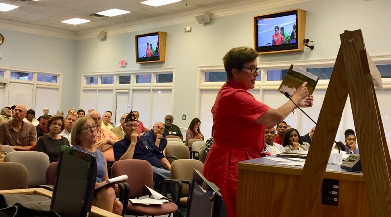 Residents who live near the 213 acres that TSTT Investments wants to rezone for 91 new homes voiced strong objections at the Aug. 23 Fayette Board of Commissioners meeting. Jill Howard Church for the AJC